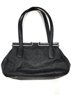 Koret Satchel Handbag in Black Embossed Leather